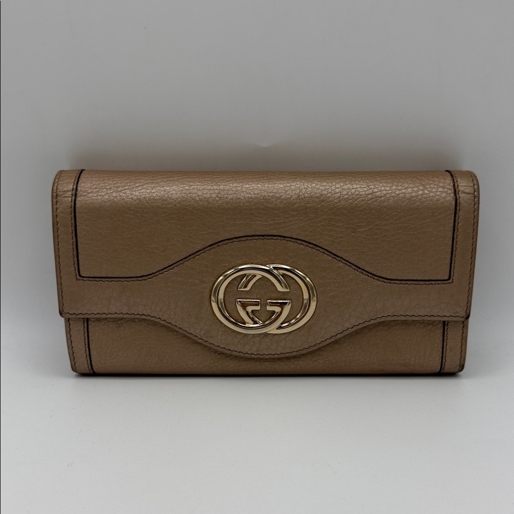 Gucci Brown Leather Interlocking Gg Continental W… - image 1